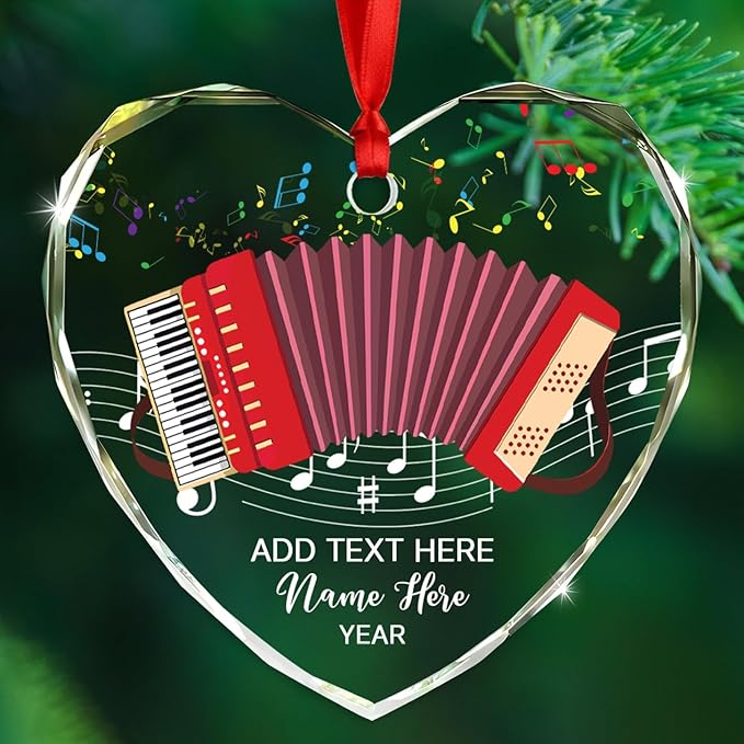 Personalized Drum Musical Instrument Glass Ornament, Customized Year Text Name Christmas Ornaments Gift for Drummer Husband Wife Dad Mom Kids, Unique Drum Set Glass Christmas Ornament for Birthday