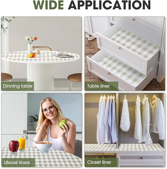 Beautysaid Shelf and Drawer Liner for Kitchen Cabinet, Non Adhesive Non Slip Shelf Paper Waterproof Washable Thickened for Dresser Pantry Shelve Bathroom Protector Liner(Checkered,18 in x 30 FT)