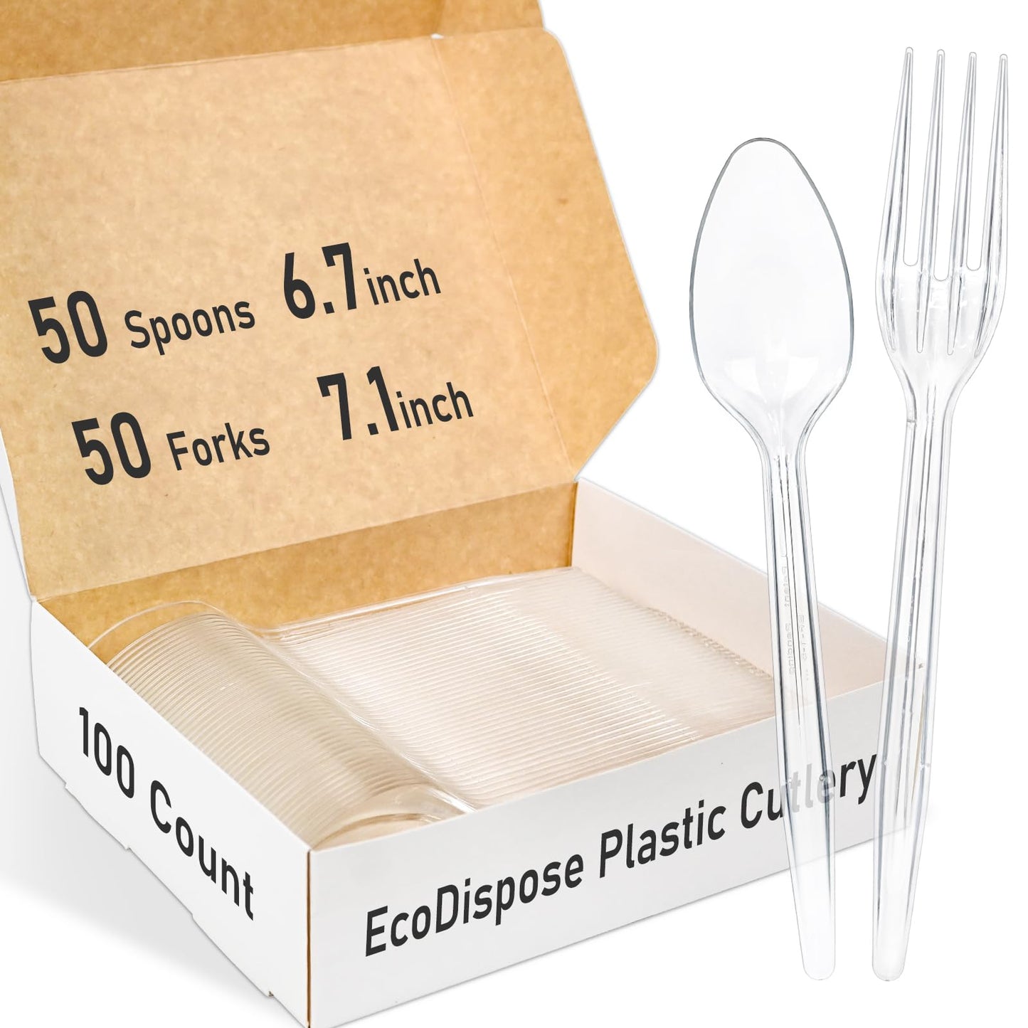 EcoDispose 72 Count Plastic Cutlery Set, 24 Knives, 24 Forks & 24 Spoons