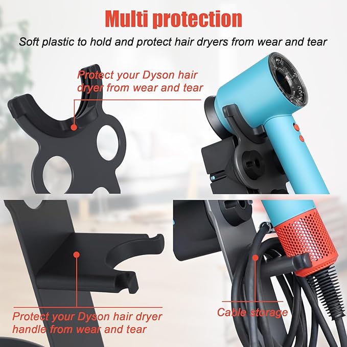 for Dyson Supersonic Nural Hair Dryer Stand Holder, Dyson Blow Dryer Accessory Organizer, Attachments Counter Storage Rack