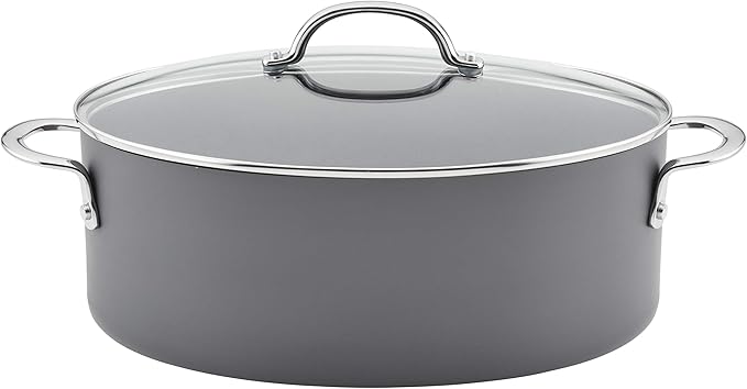 Rachael Ray 80089 Professional Hard Anodized Nonstick Frying/Fry Pan/Skillet with Helper Handle, 14 Inch - Gray