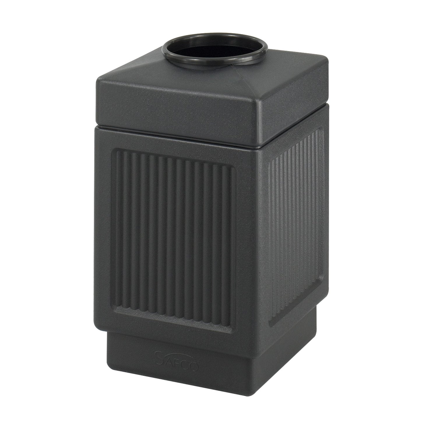 Safco Canmeleon Trash Can, 38 Gallons, Indoor and Outdoor Use, Open Top, Durable & Weather-Resistant Commercial Garbage Can, Black