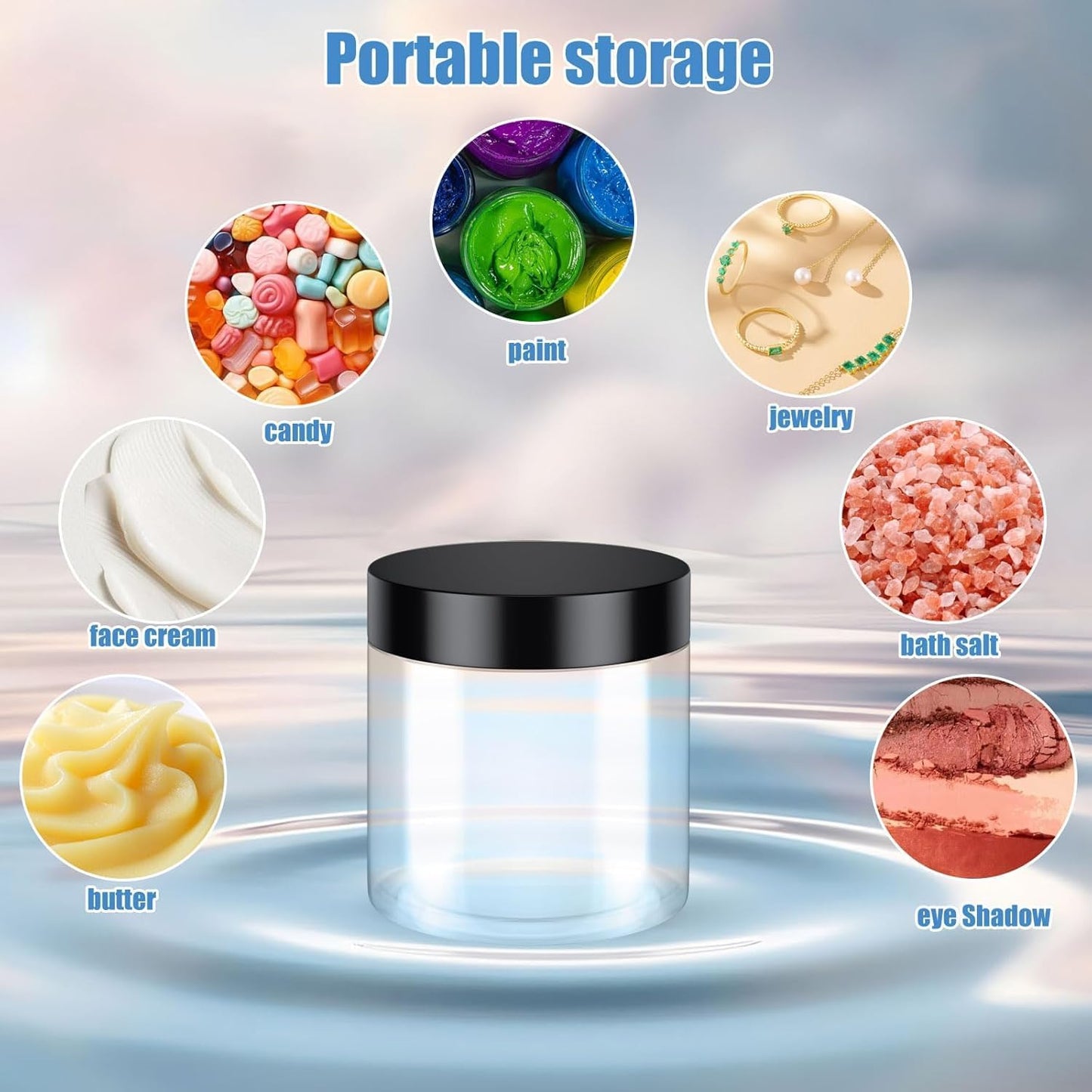 40 Pack 4 Oz Plastic Containers with Lids, OBKJJ Clear Travel Size Leak Proof Makeup Travel Containers BPA Free Cosmetic Slime Jars for Lotion, Cream, Body Butter, Makeup, Ointments (40)