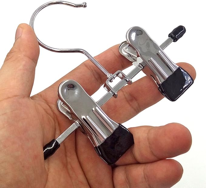 Adjustable Stainless Steel Shoe Rack Pants Folder Multi-Functional Portable Travel Laundry Washing Machine Rack Hooks Socks Clip Boot Hanger Set of 6 (6)