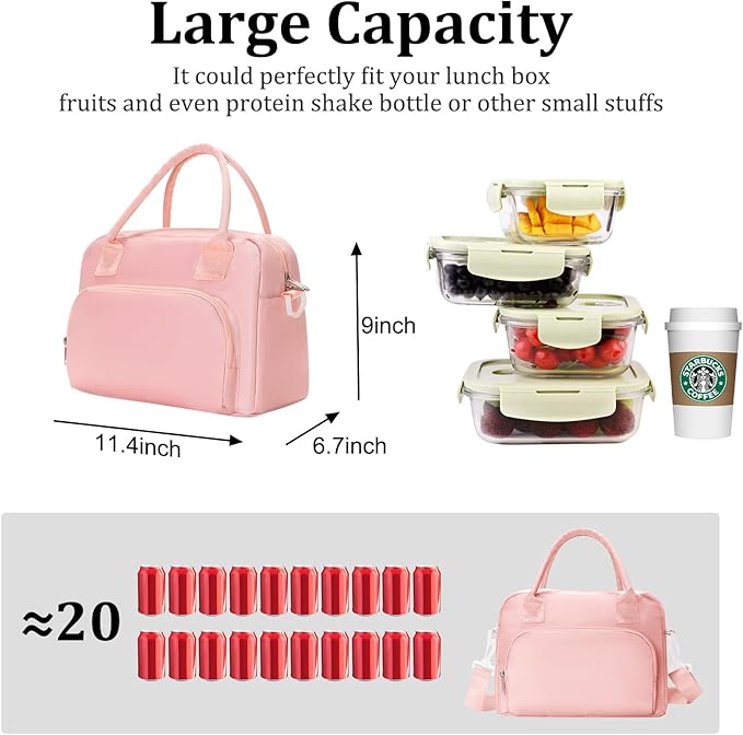 MEXS Insulated Lunch Bag for Women Men Large Reusable Lunch Box Adult Leakproof Portable Cooler Tote Bags for Work Picnic