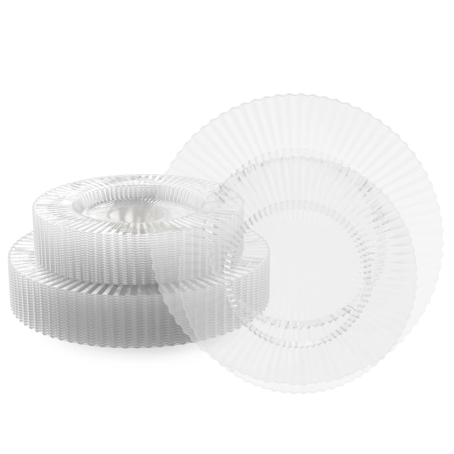 Exquisite 40 Piece Plastic Disposable Plates Set For 20 Guests I 20 X 9 Inch & 20 X 11 Inch Disposable Plastic Plates | Color: Pink | Great for Weddings Parties And Formal Occasions