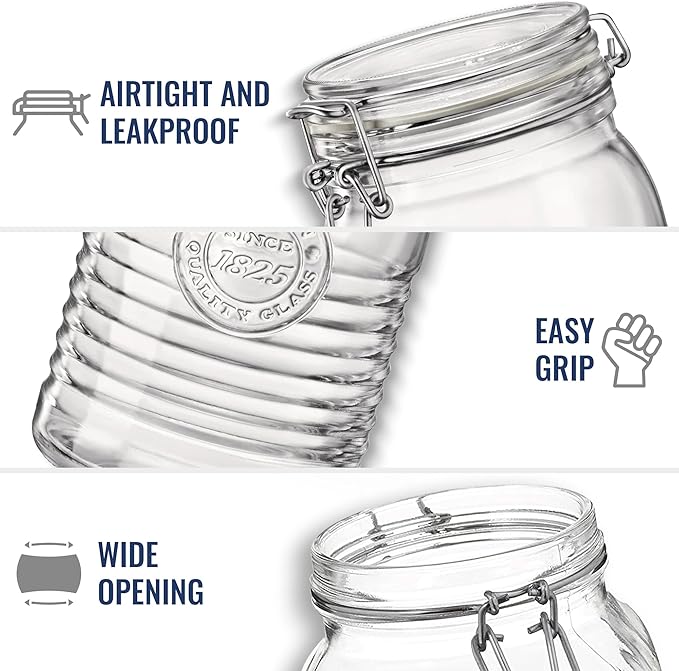 Bormioli Rocco Officina 1825 Jar with Swing Top - Clear, Set of 3