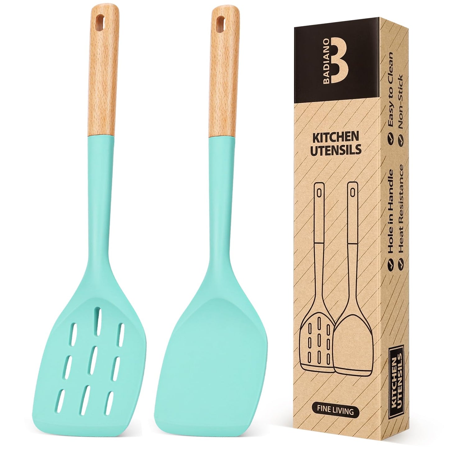 Badiano Silicone Spatula, Non Stick Turner for Cooking, Food Grade, White