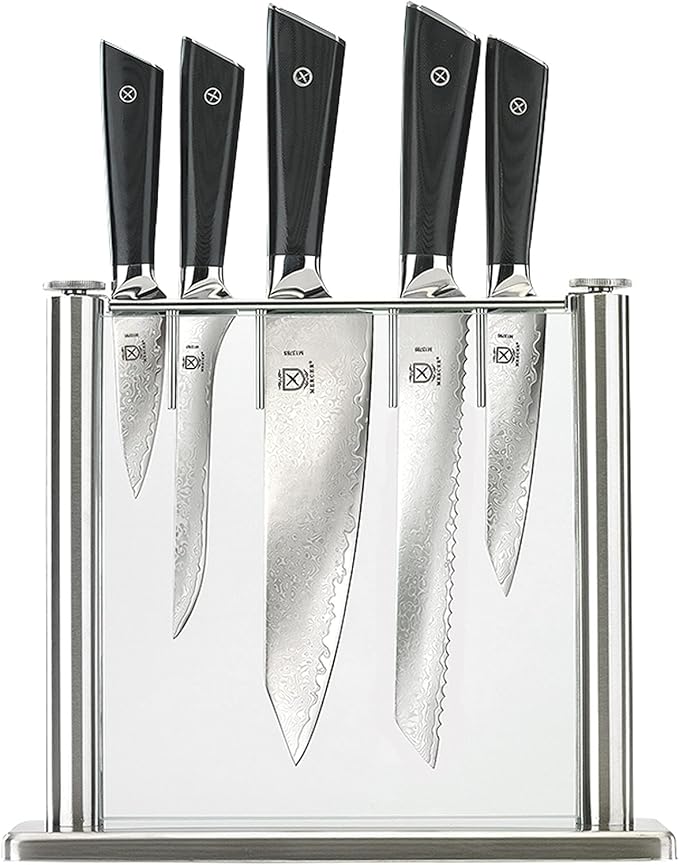 Mercer Culinary Premium Grade Super Steel 8-Piece Knife Set with Magnetic Stand, G10 Handles
