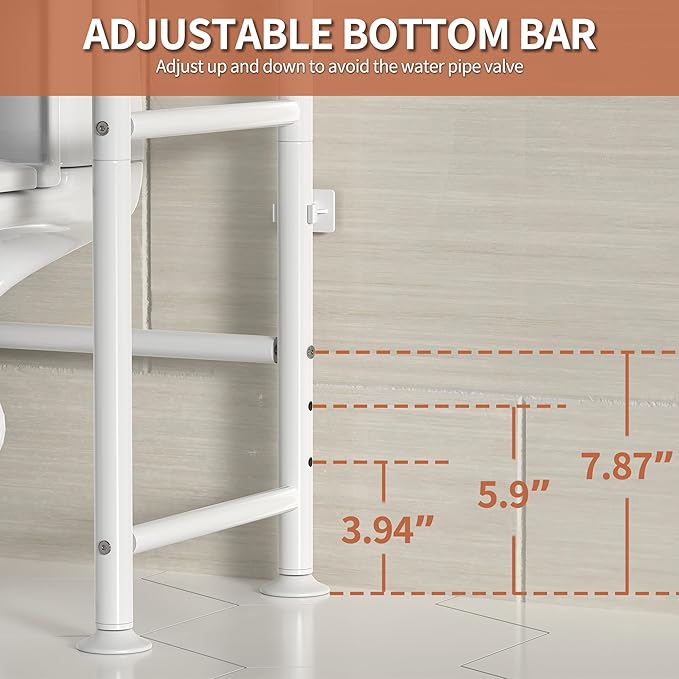 3-Tier Over The Toilet Storage, Freestanding Metal Bathroom Shelves, Space Saver Above The Over Toilet Storage Shelf for Bathroom (White)