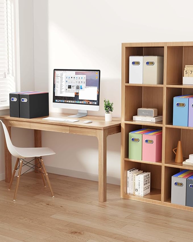 Oterri Cardboard File Organizer Box for Hanging File Folders Letter Size,File Box for Computer Desk,File Cabinet,Working Home,Office,Classroom (Assorted Colors, Letter Size - 8 Packs)