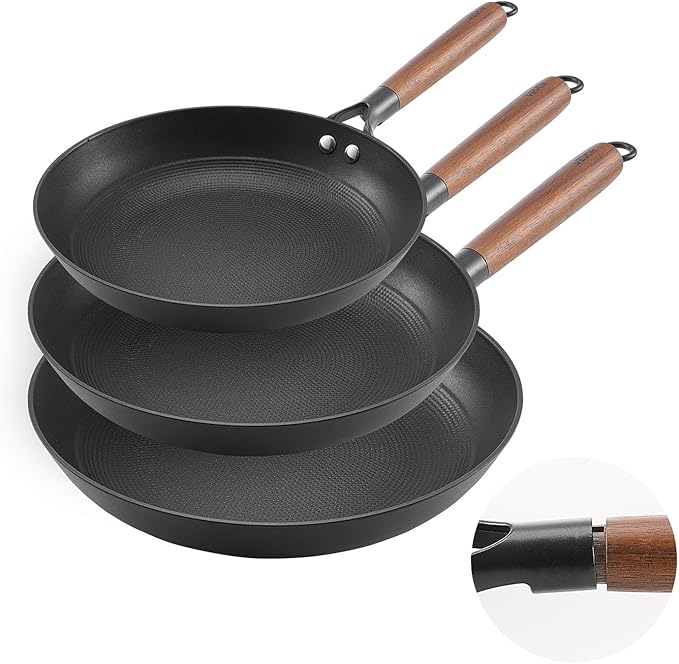 VEVOR Cast Iron Skillet, 4-Piece Frying Pan Set (6, 8, 10, 12 in), Skillets with Heat-Resistant Silicone Handle, Pre-Seasoned Chef's Pan, Kitchen Cookware, for Oven, Gas, Electrical, Induction, Black