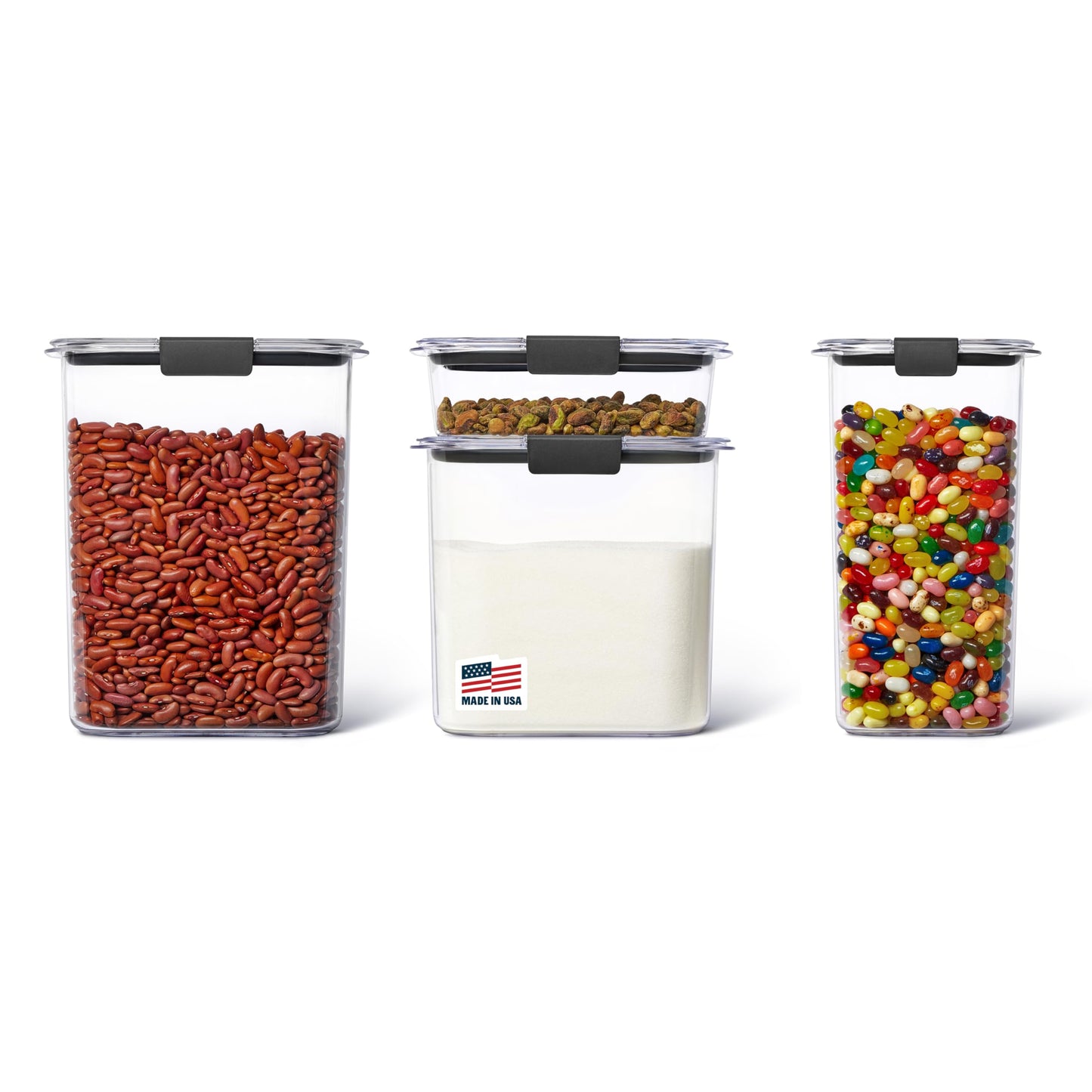 Rubbermaid Brilliance Pantry Food Storage Containers, Set of 4 (8 Pieces), BPA-Free, Clear, Airtight