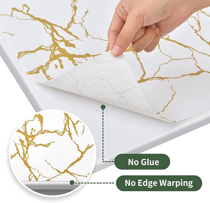 Drawer and Shelf Liner for Kitchen Cabinet Non Slip Waterproof Shelf Paper 12 in X 30 Ft Non Adhesive Refrigerator Liners Gold White Marble Easy Liners for Bathroom Cupboard