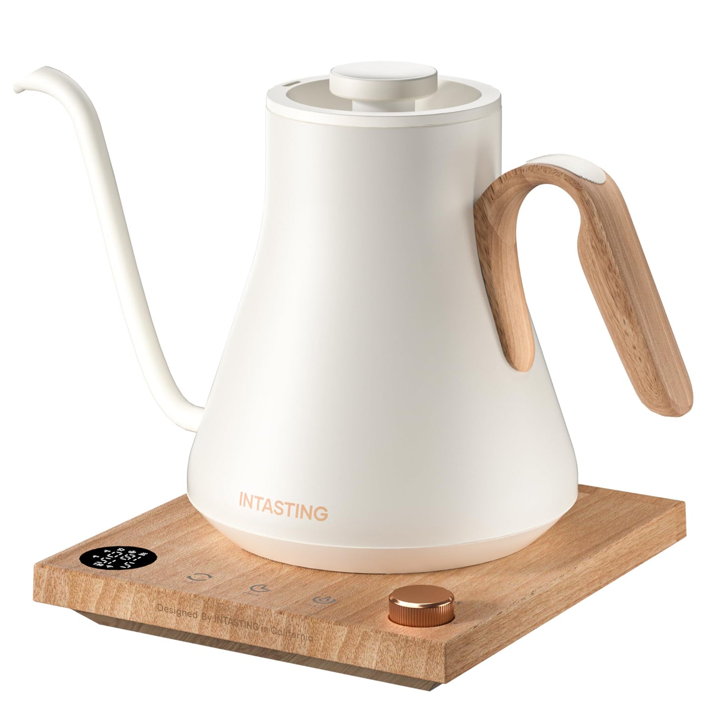 INTASTING Electric Kettle, Gooseneck Electric Kettle, ±1℉ Precise Temperature Control, Stainless Steel Interior, Quick Heating for Pour Over Coffee, Tea & Boiling Water, 0.9L (Black)
