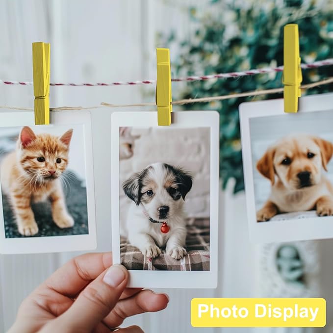 Colored Clothes pins 2.9inch 50PCS Yellow, Colorful ClothesPins Wooden Clips for Photos Pictures Decorative Crafts, Decoration clothespins Clothing Hanging clothespins