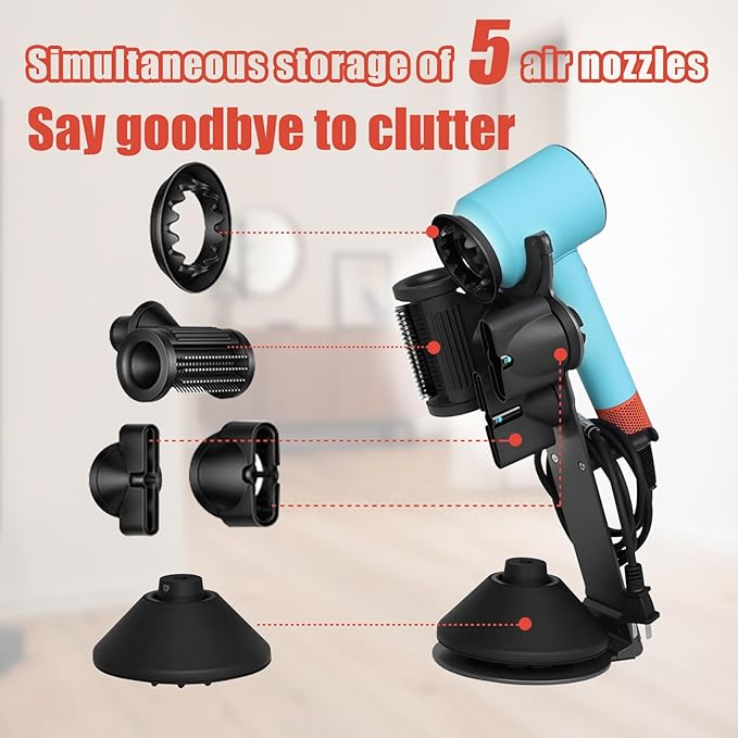 for Dyson Supersonic Nural Hair Dryer Stand Holder, Dyson Blow Dryer Accessory Organizer, Attachments Counter Storage Rack