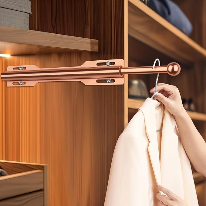 FIRJOY 12" Valet Rod for Closet Pull Out (1 Pack, Rose Gold)