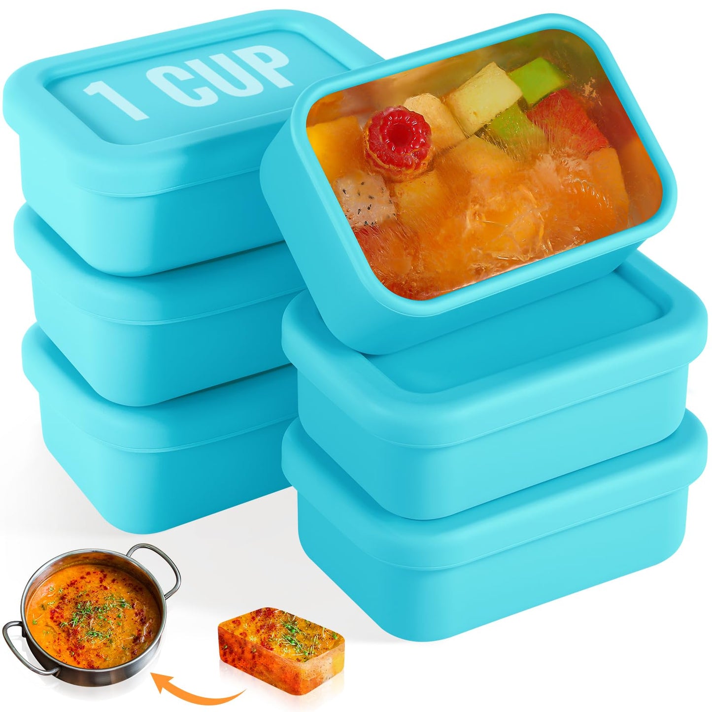 Teenyyou 6 Pcs 1 Cup Silicone Freezer Molds, Dark Blue, Gray