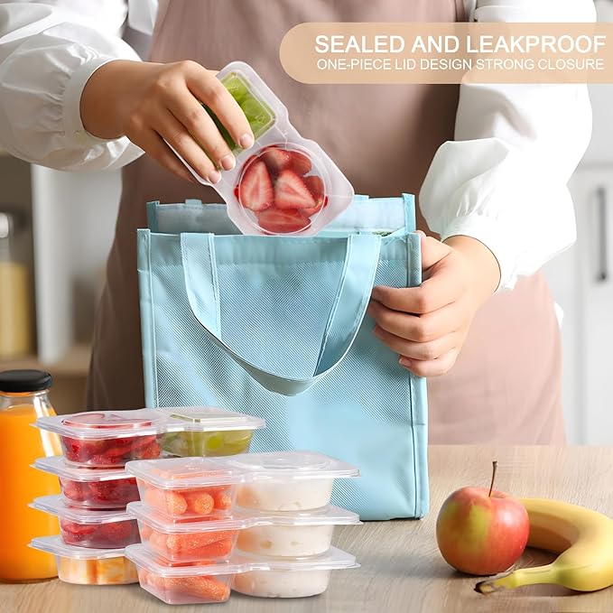 Reusable Snack Containers with Lids: Snack Containers 20Pcs - Snackle Box Container Portion Control - Snack Pack Containers - Double Compartment Snack Containers for On the Go - Travel Essentials