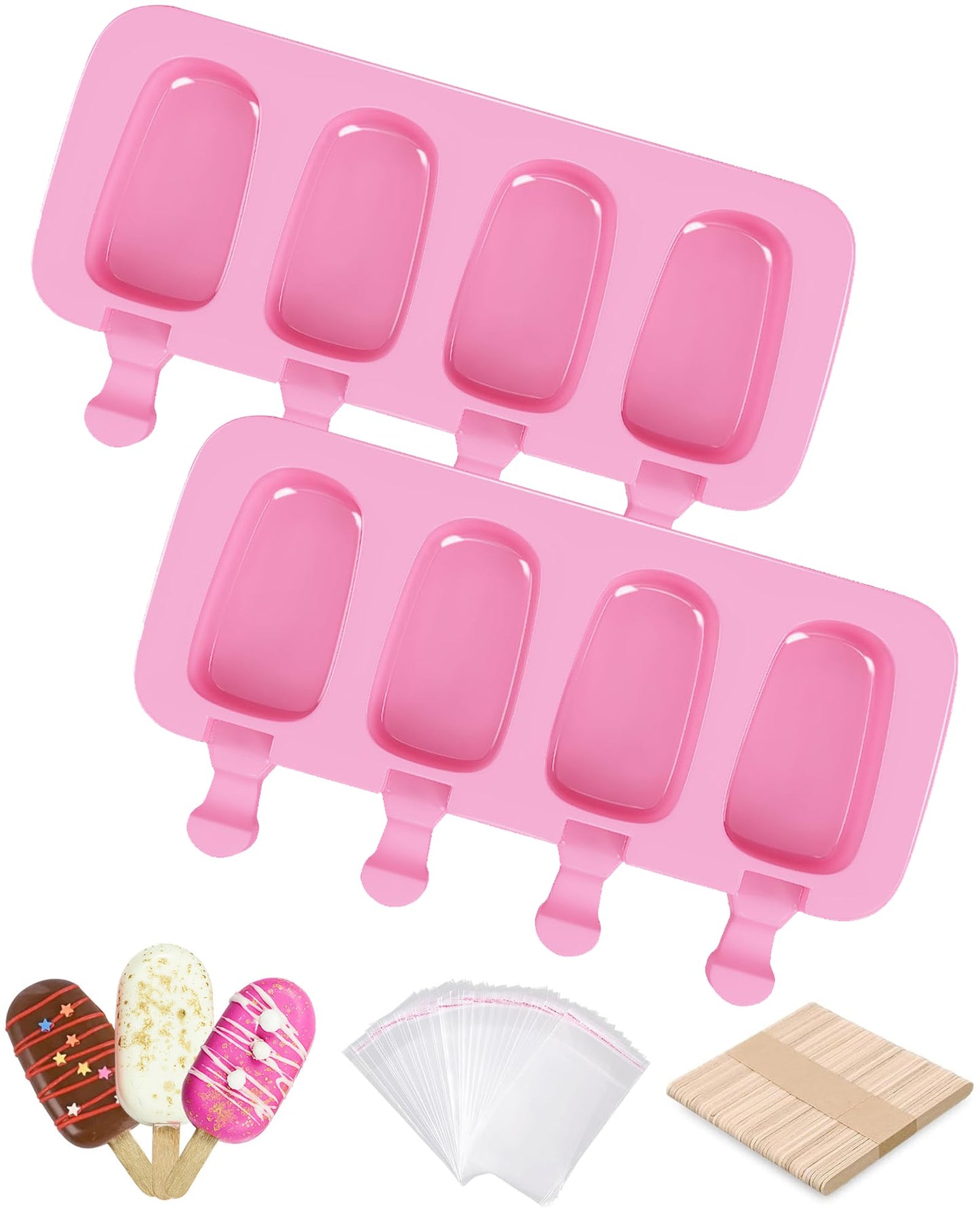 Ouddy Life Popsicle Molds Set of 2, Ice Pop Molds Silicone Cake Pop Mold