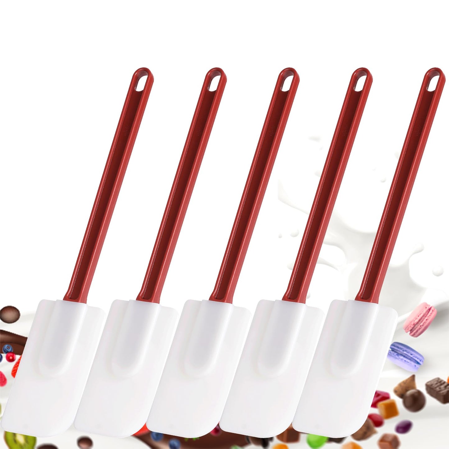 Commercial Grade Silicone Rubber Spatula Set, High Heat Spatula Scrapers 14 Inches, Commercial Spatula for Cooking, Rubber Spatula Set Resistant to 500℉ (2 Scrapers 14"/M)