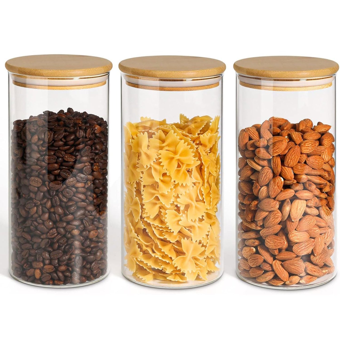 ComSaf Glass Storage Jars 6 Pack, Pasta Containers, Pantry Organization