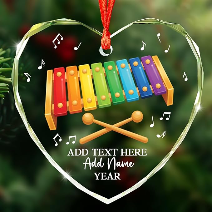 Personalized Oboist Christmas Glass Ornament 2026, Oboe Teacher Christmas Tree Ornaments, Custom Text Name & Year Oboe Ornament Gift for Student Friend, Musical Instruments Xmas Decorations