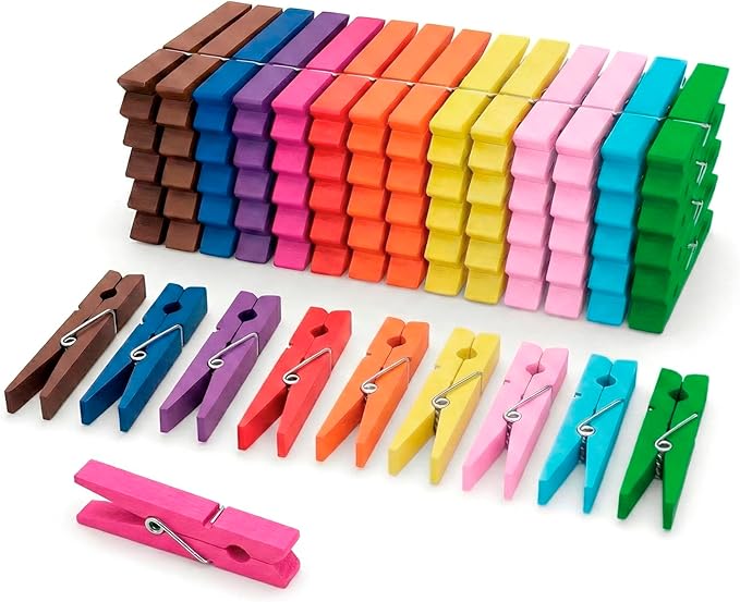 Zeno Clothes Pins Wooden – 50 Pack Colored Clothespins 2.9 Inch with Rust-Resistant Coil, Natural Wood Clips for Laundry, Hanging Clothes, Crafts & DIY, Pastel Clothespins