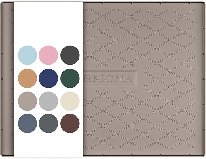URMONA 28" x 19" Waterproof Silicone Mat in Multiple Sizes & Colors, Under Sink Mat for Kitchen & Bathroom, Pet Food Pad for Dogs & Cats, Kitchen Cabinet Liner, Multi-Purpose for Storage(Beige)