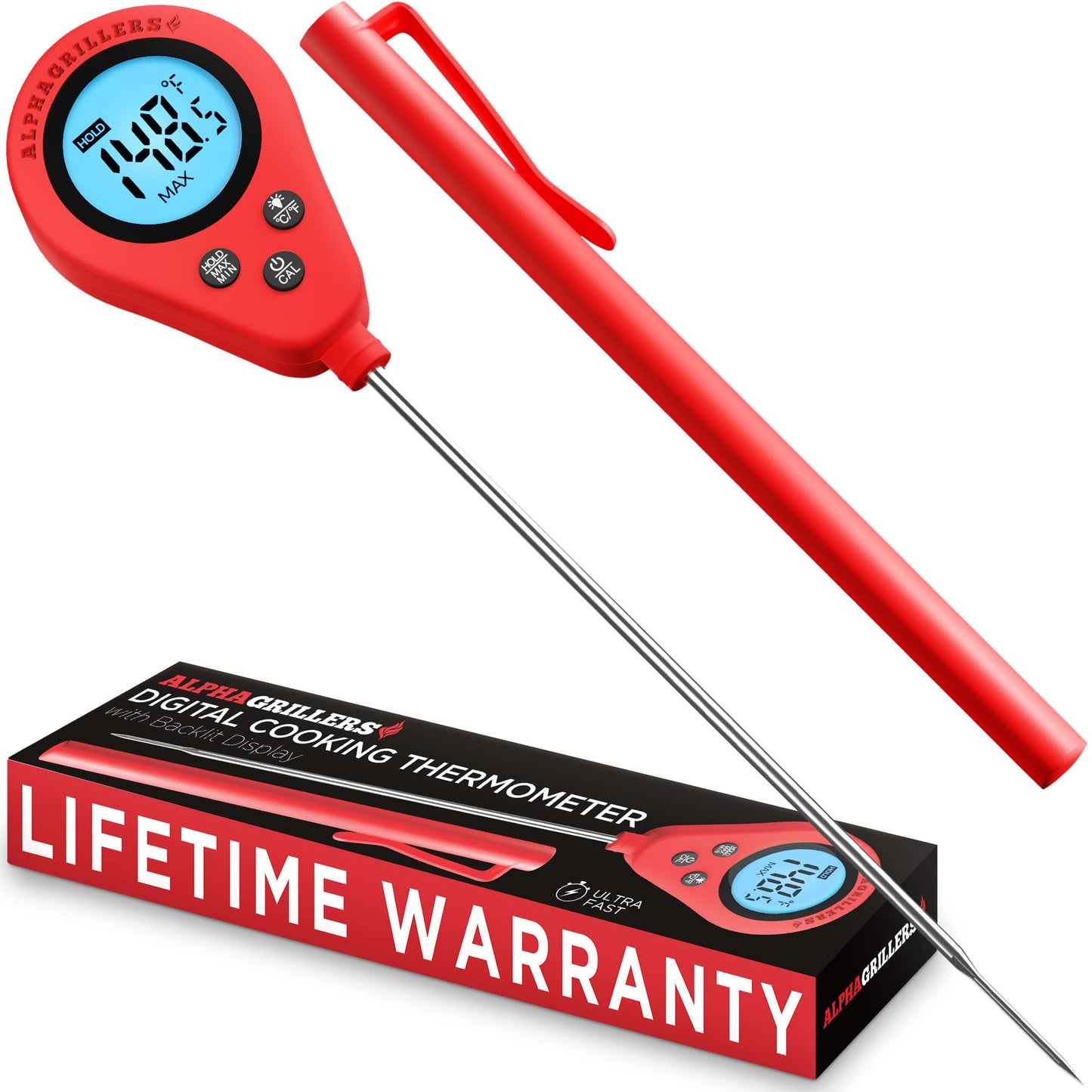 Alpha Grillers Instant Read Meat Thermometer Digital Probe for Food & Bread