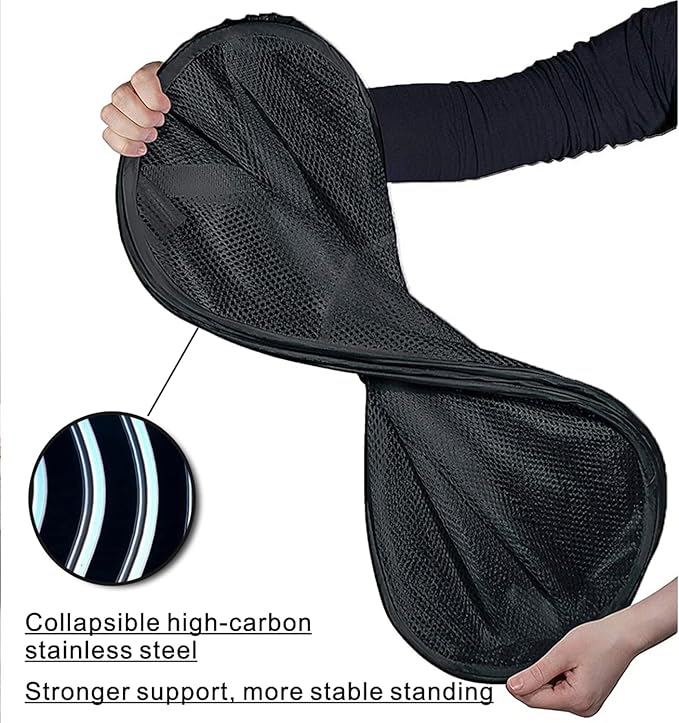 BATTOO Strong Mesh Pop Up Hampers for Laundry, Collapsible Laundry Baskets with Side Pocket Carry Handles for Laundry Room, Bathroom, Kids Room, College Dorm or Travel Black