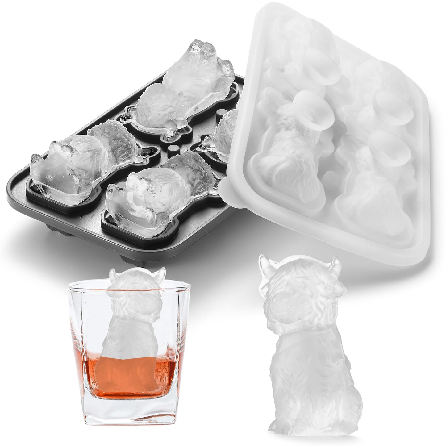 Nax Caki 3D Cat Ice Cube Mold Fun Shapes, Cat Lover Gifts for Women & Mom, Cute Large Craft Ice Mold, Big Ice Cube Trays for Whiskey Cocktails Bourbon