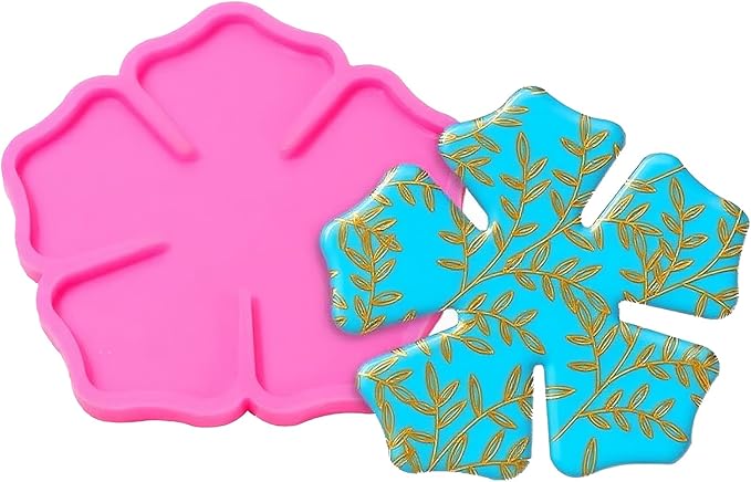 Leaf Coaster Resin Molds Silicone Epoxy Casting Mold for Cup Mat Geode Coaster Agate Resin Mold DIY Unique Coaster Home Decoration(4.72x4.72inch)