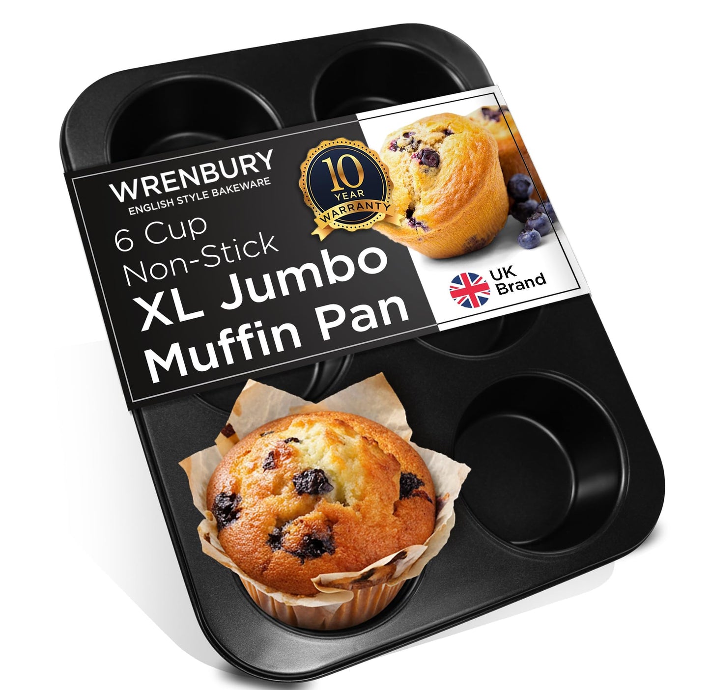 Wrenbury Jumbo Muffin Pan 4" Cup - Nonstick XL Deep Muffin Pan for Baking
