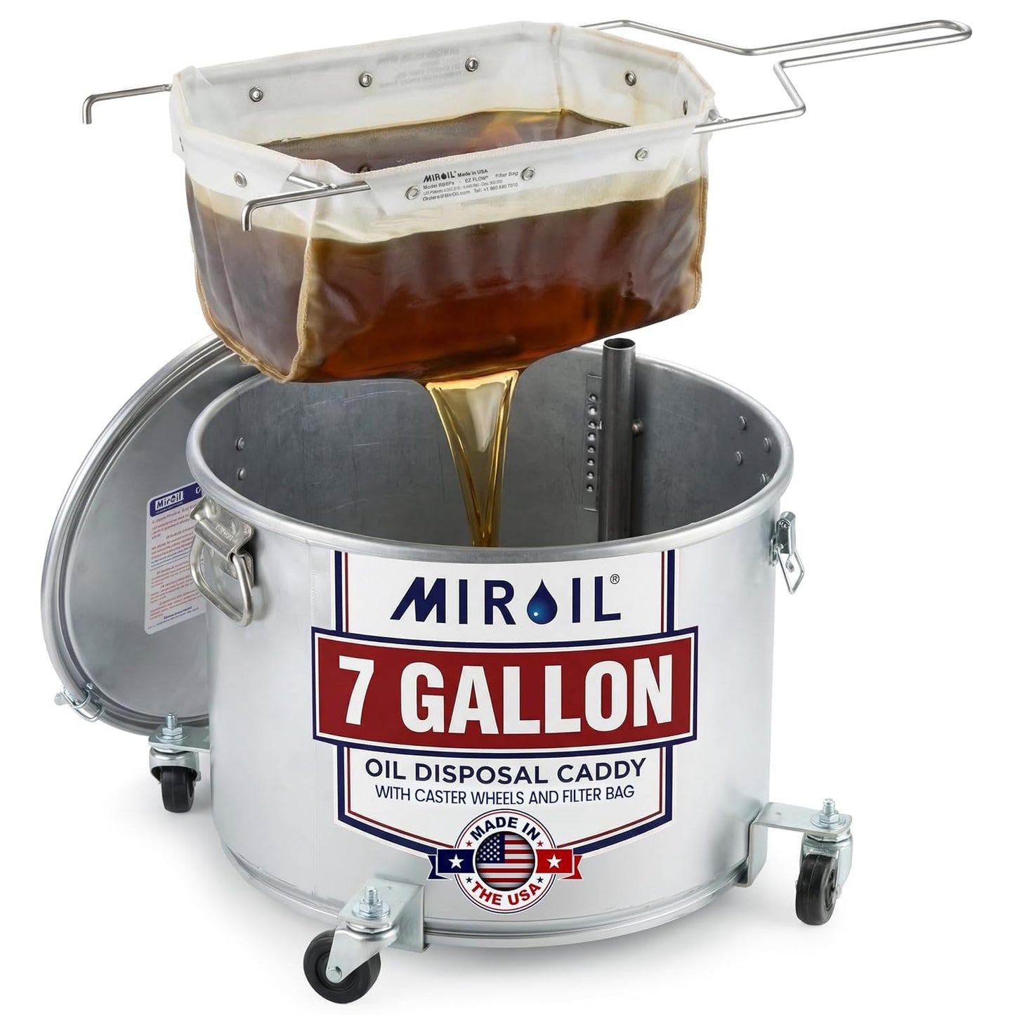 MirOil 6 Gallon Blue Oil Grease Bucket & Filter Pot