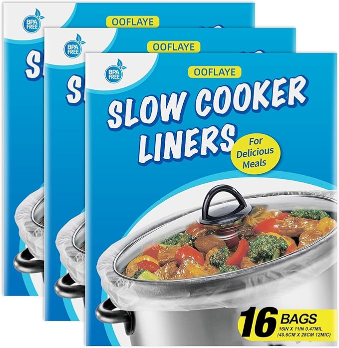 32 Bags Slow Cooker Liners, Disposable Multi Use Cooking Bags,Large Size Fit 3QT to 8QT, Plastic Bags for Slow Cooker, Pans, Aluminum Cooking Trays, BPA Free-13 x 21 Inches