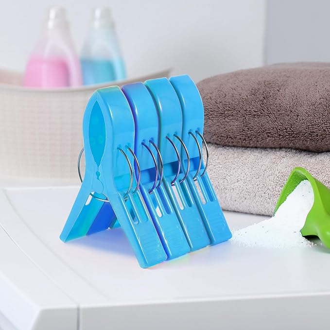 JABINCO Beach Towel Clips Chair Clips Towel Holder,Plastic Clothes Pegs Hanging Clip Clamps (Pack of 8)