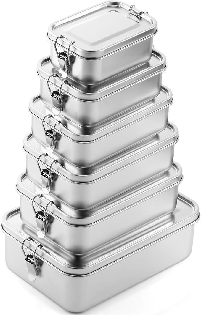 Umigy Stainless Steel Food Containers, 5 Sizes, Divided, 5 Pcs