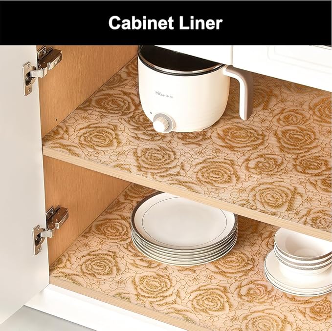 Cooyes Shelf Liner – Premium Non-Adhesive Cabinet & Drawer Liner for Kitchen – Waterproof Shelf Paper with Modern Pattern – Durable EVA Cabinet Mat – Easy to Cut （24" W x 240" L）