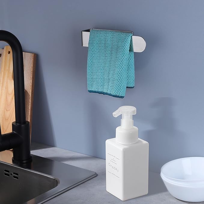 Taozun Hand Towel Holder/Towel Bar - Self Adhesive Hand Towel Rack Stainless Steel Towel Ring for Bathroom Kitchen, 2 Packs