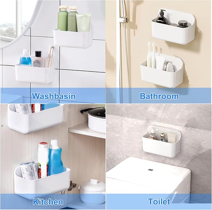 2pc Clear Wall Mount Organizer, Adhesive Cabinet Door Organizer,Self Adhesive Organizer for Wall,Shower Caddy No Drilling Hang Walls for Bathroom, Kitchen, Living Room