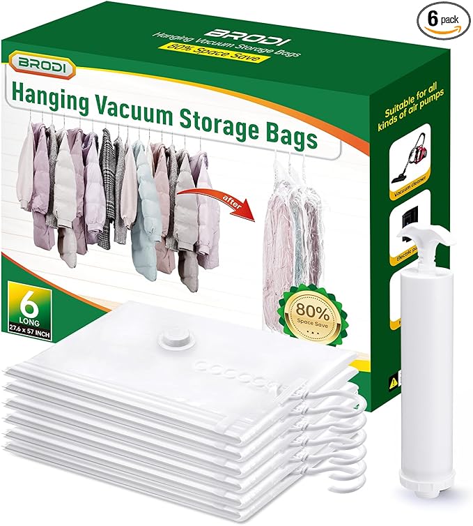 Hanging Vacuum Storage Bags For Clothes With Hand Pump,Coat Storage Bag Hanging,Vacuum Bags For Clothes,Space Saver Vacuum Storage Bags,Garment, Clothing, Dress, Suit, Long Coat, Jacket(Short 4 Pack）