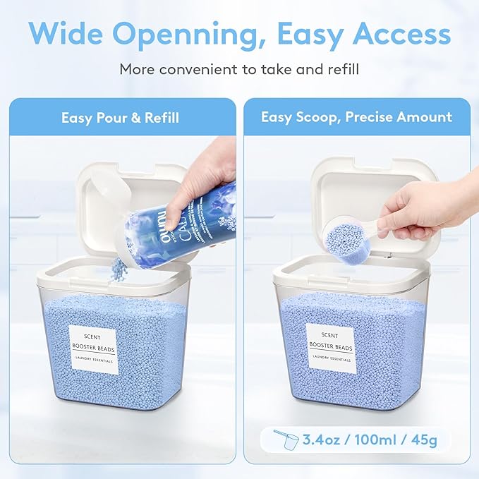 Lifewit 3 Pcs Laundry Pods Container with Pop-up Lid, Detergent Dispenser, Dryer Sheet Holder, Laundry Room Organization Storage Jars for Washing Powder, Soap, Scent Booster Beads, 2700 ml/0.72gal