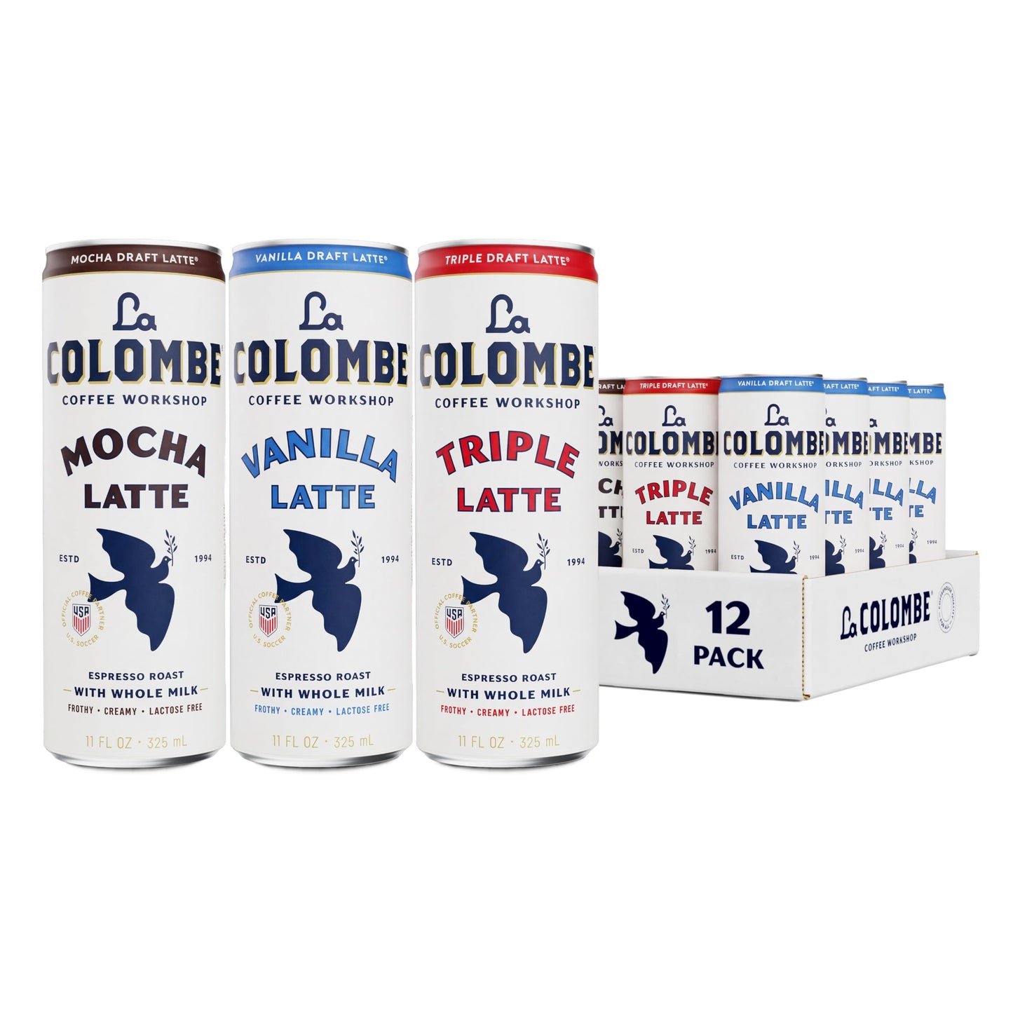 La Colombe Coffee, Triple Draft Latte, 11 fl oz Cans (Pack of 12), Coffeehouse Quality Cold Brew, Specialty Grade Coffee Beans, Ready-to-Drink On-the-Go