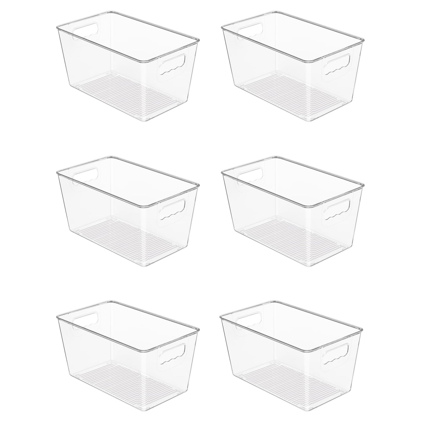 Vtopmart 6 Pack Clear Storage Bins, Pantry Cabinet Organizer Bins, Medium