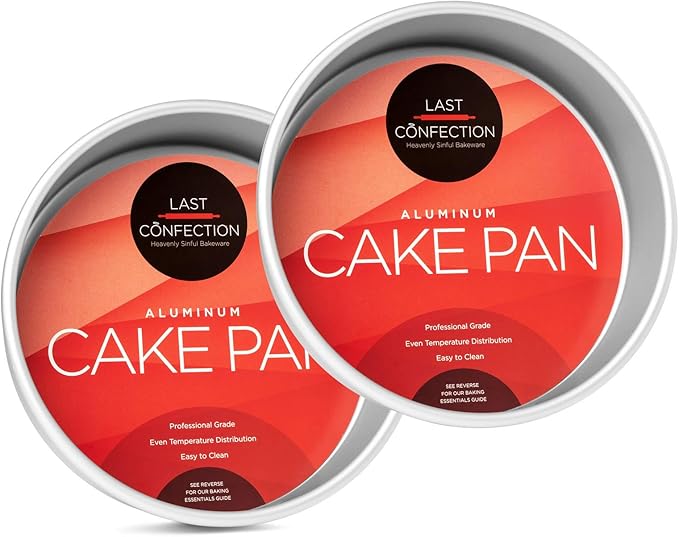 Last Confection 6 x 2 Inch Round Cake Pans, Set of 2 Anodized Aluminum Cake Pans Baking Tins