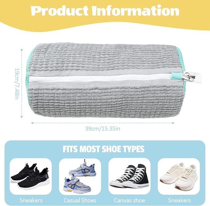 Shoe Washing Machine Bag:Shoe Washing Bag for Dryer & Washer, 2pcs Reusable Laundry Shoe Bag for Sneaker Tennis Shoes Unstain Cleaner Kit XXL (XXL Grey)
