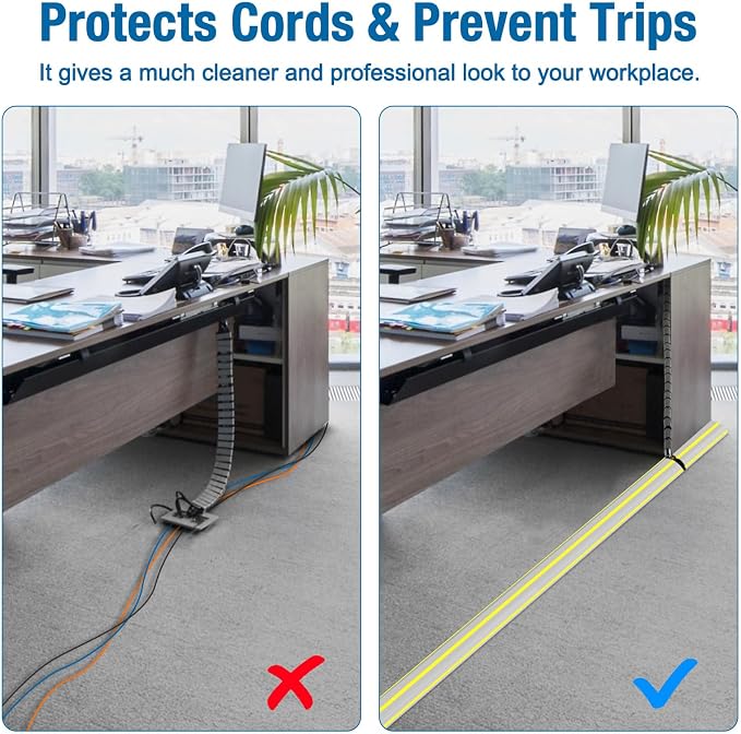 Eapele Floor Cable Cover Protector, Heavy Duty PVC Duct Easy to Unroll