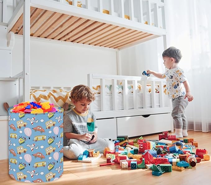 Kids Laundry Basket Car Hamper for Nursery Boy Cute Kids Toys Storage Bin Organizer Room Decor for Home(Blue Vehicle)